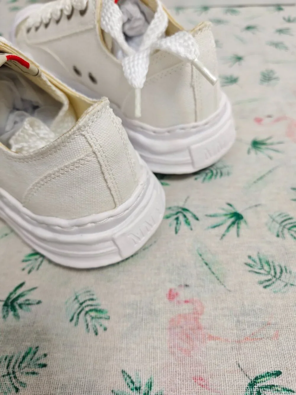 Maison Mihara Yasuhiro MMY White Canvas Low-Top Sneakers, Original Sole
